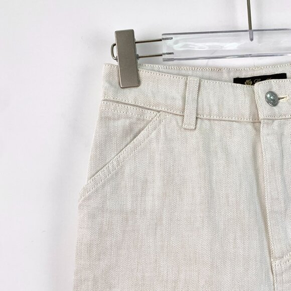 Loro Piana White Wide-Leg Cotton Denim Pants Size 38 S Made In Italy With Logo L - Picture 3 of 7